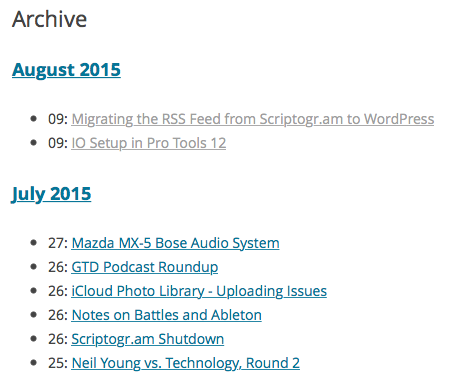 Screenshot of Archive Page without comment counts
