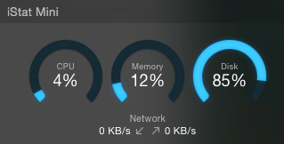 iStat Mini showing 85% disk use