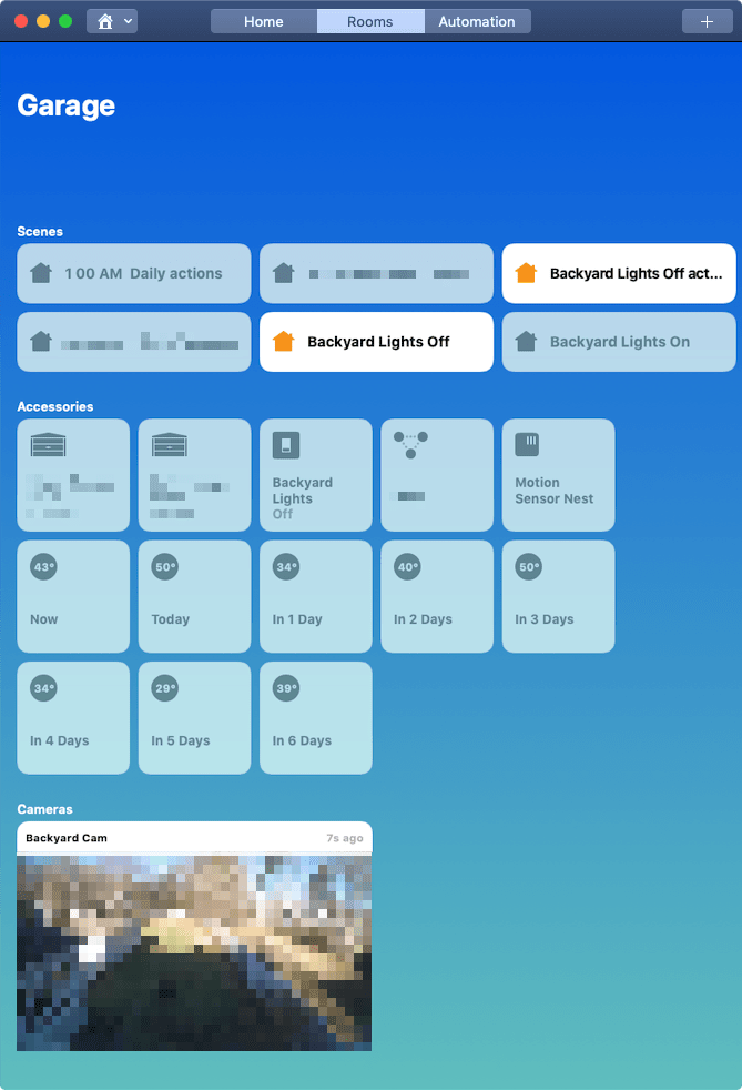 Screen capture from macOS Home app